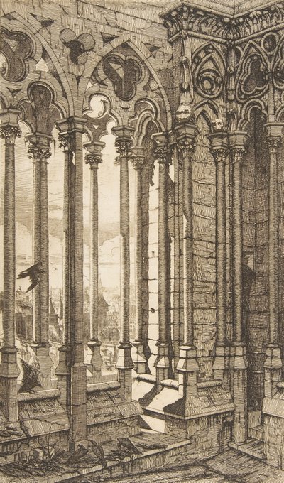 Galleri, Nôtre-Dame-katedralen, Paris, 1853. av Charles Meryon