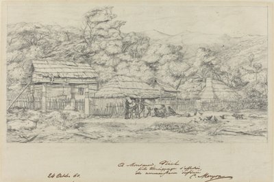 Inhemska spannmålsmagasin och bostäder på Akaroa, Banks Island av Charles Meryon