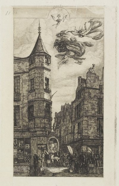 Hus med ett torn, nr 22, 1861 av Charles Meryon
