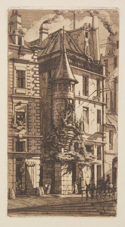 Hus med ett torn, Vävargatan, Paris av Charles Meryon