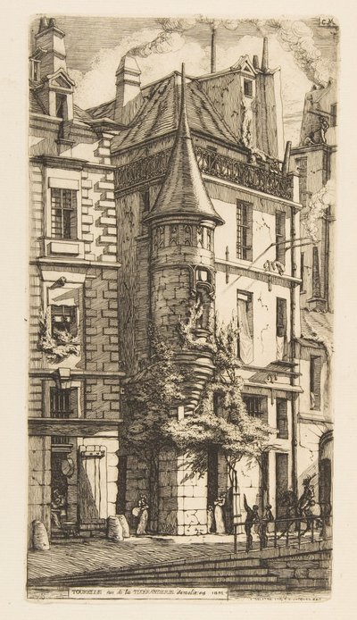 Hus med ett torn, rue de la Tixéranderie, Paris av Charles Meryon