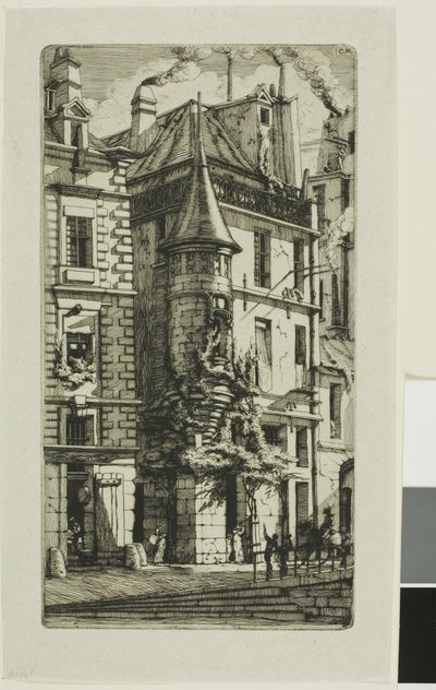 Hus med ett torn, rue de la Tixéranderie av Charles Meryon