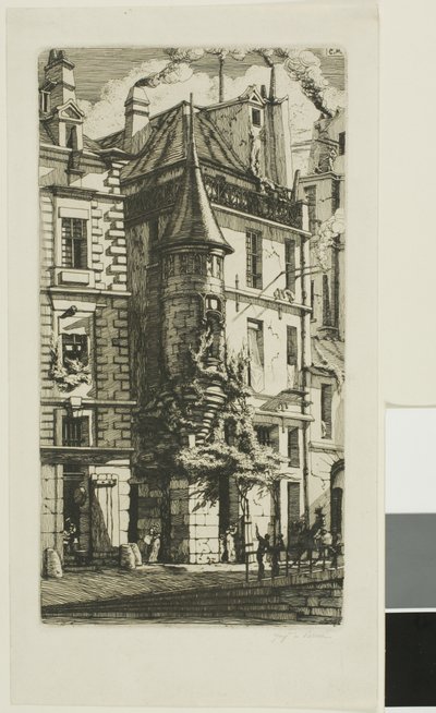 Hus med ett torn, rue de la Tixéranderie, Paris av Charles Meryon