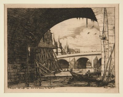 Bågen på Pont Notre-Dame, Paris av Charles Meryon