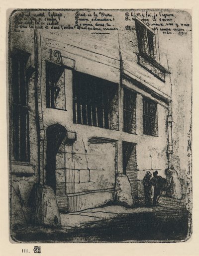 La Rue Des Bad Garcons 3:e delstaten, 5 x 3 78 tum, 1854, 1927 av Charles Meryon