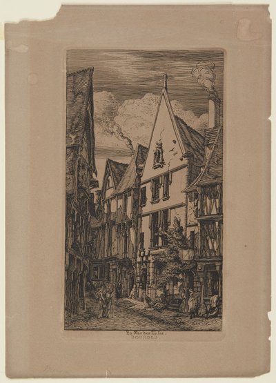 La Rue des Toiles, Bourges - 1853 av Charles Meryon
