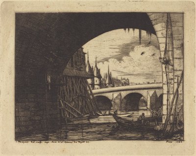 Bågen på Pont Notre-Dame, Paris av Charles Meryon