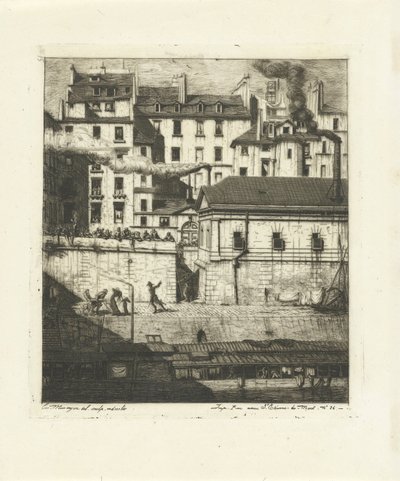 Bårhus på Seine i Paris La Morgue Eaux-Fortes sur Paris (serietitel) av Charles Meryon