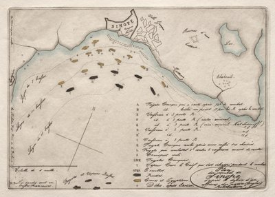 Karta över slaget vid Sinope, 1853. av Charles Meryon