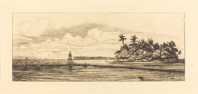 Oceanien, öar i Uvea (Wallis); Peche aux palmes, 1845 (Oceanien: Fiske, nära öar med palmer i Uea- eller Wallisgruppen) av Charles Meryon