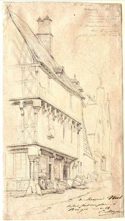 Gammalt hus i Bourges: "La Maison du Musicien" av Charles Meryon
