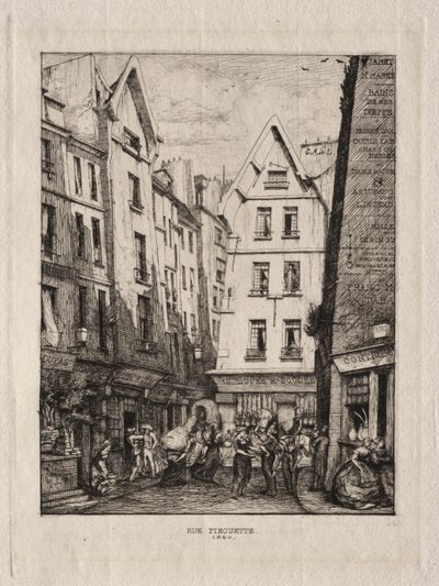 Pirouette Street, nära marknaderna, Paris av Charles Meryon