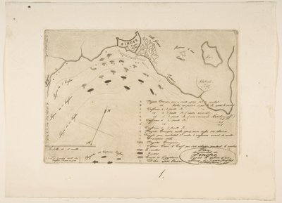 Plan för slaget vid Sinope, 1853. av Charles Meryon