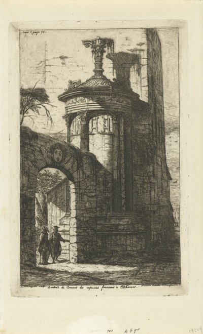 Port vid ingången till klostret för franska kapuciner i Aten Entrée du convent des Capucins Francais a Athenes (titel på objektet) av Charles Meryon