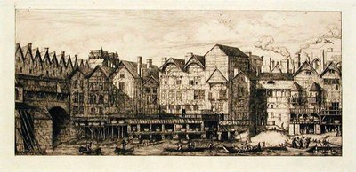 Porten till Cité i slutet av 1600-talet, Paris av Charles Meryon