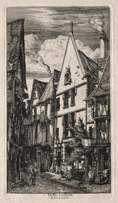 Rue des Toiles, Bourges, 1853. av Charles Meryon
