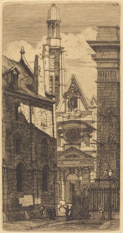 Saint-Etienne-du-Mont, Paris (St. Stefanskyrkan av berget, Paris) av Charles Meryon