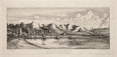 Notfiske utanför Charcoal Burners Point, Akaroa, Banks Peninsula, 1845, 1863. av Charles Meryon