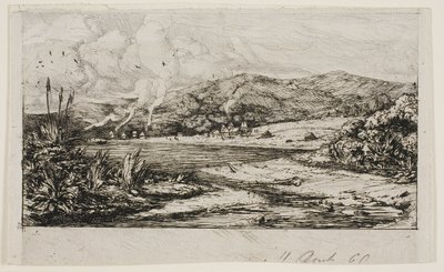 Den lilla franska kolonin i Akaroa, 1845 av Charles Meryon