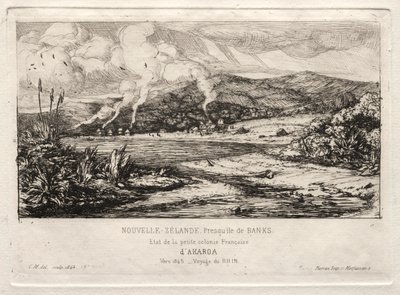 Den lilla franska kolonin i Akaroa, 1845, 1865. av Charles Meryon