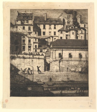 Bårhuset, Paris La Morgue, 1854. av Charles Meryon