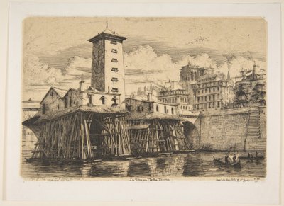 Notre-Dame-pumpen, Paris, ur ”Etsningar från Paris” av Charles Meryon