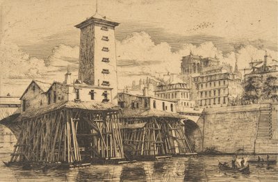 Notre-Dame-pumpen, Paris, 1852. av Charles Meryon