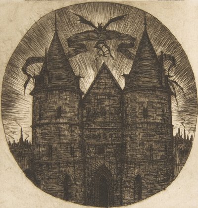 Den gamla porten till Palais de Justice, Paris, 1854. av Charles Meryon