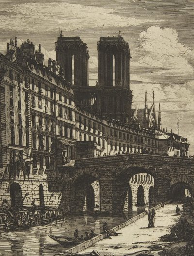 The Petit Pont, Paris, 1850 och senare. av Charles Meryon