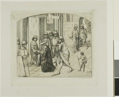 Tryckaren Valère Maxime presenteras för kung Ludvig XI av Charles Meryon