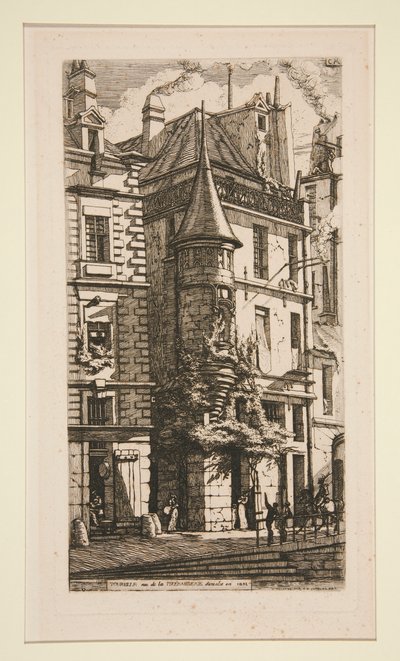 Tourelle, Rue de la Tixeranderie (hus med ett torn, rue de la Tixeranderie) av Charles Meryon