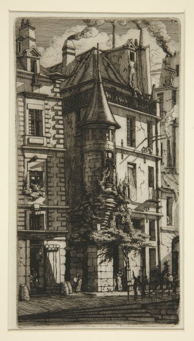 Tourelle, rue de la Tixeranderie (hus med ett torn, rue de la Tixeranderie) av Charles Meryon
