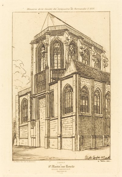 Chevet de St. Martin-sur-Renelle (Apsis i kyrkan St. Martin-sur-Renelle) av Charles Meryon after Polycles Langlois