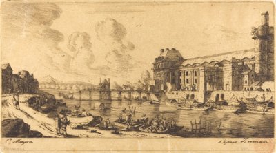 Tusen paviljongen. och en del av Louvren av Charles Meryon after Reinier Nooms, called Zeeman