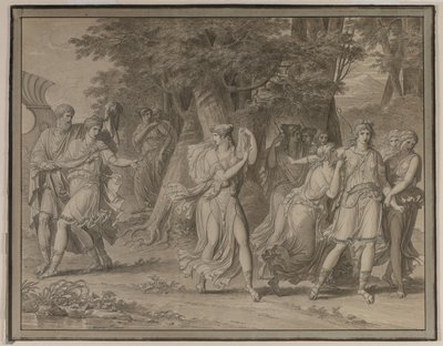 Telemachus, uppmanad av mentor, lämnar ön Calypso, 1800. av Charles Meynier