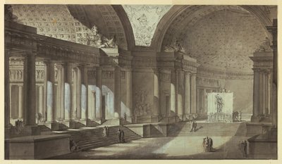 Architectural Fantasy: Temple of Athena Interior av Charles Michel Ange Challe