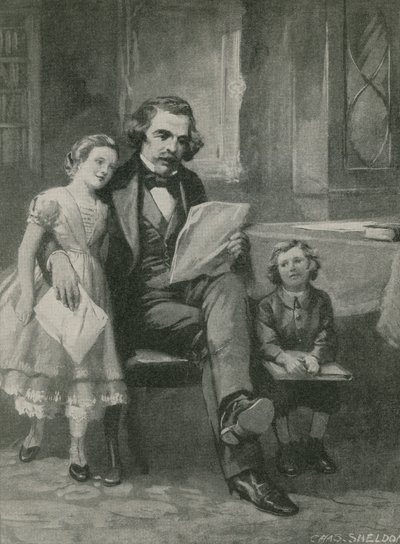 Nathaniel Hawthorne läser för sina barn av Charles Mills Sheldon