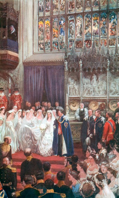 Ndoa ya Mfalme Edward VII na Malkia Alexandra katika Chapel ya St. George, Windsor, Machi 10, 1863swed. av Charles Mills Sheldon