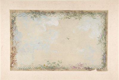 Design för tak med moln och fåglar, 1800-talet. av Charles Monblond