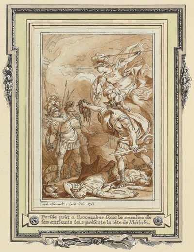 Perseus förvandlar Phinneas till sten med huvudet av Medusa av Charles Monnet