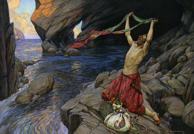 Seglaren Sindbad (färglitografi) av Charles Murray (after) Padday