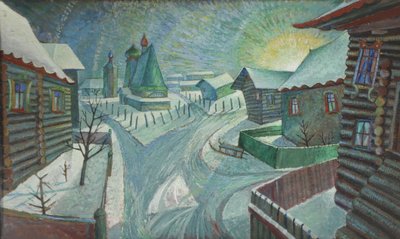 En rysk by (olja på duk) av Charles Murray