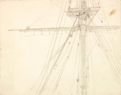Detalj av Mast och Rigging penna på papper av Charles Napier Hemy