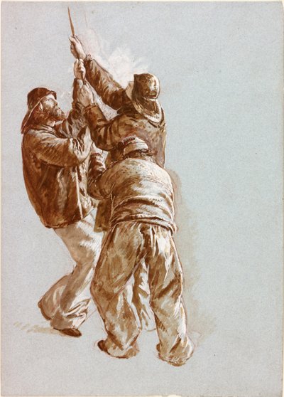Fiskare som drar ett rep (bodycolour) av Charles Napier Hemy