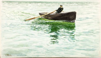 Man roddar jolle (kroppsfärg och akvarell på papper) av Charles Napier Hemy