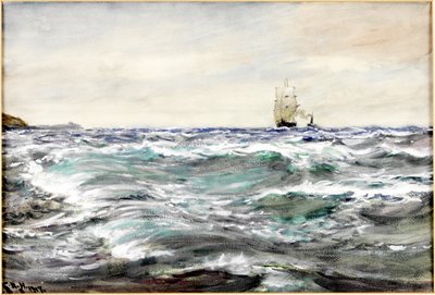Rough Water on the Bar (akvarell och bodycolour på papper) av Charles Napier Hemy