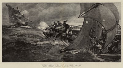 Smugglare, för att rädda sina halsar av Charles Napier Hemy