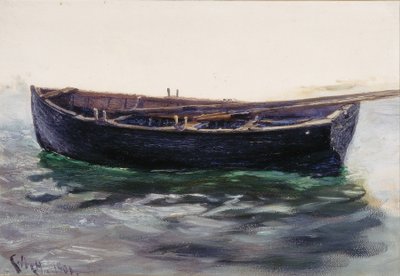 Studie av båt (olja på papper (klistrad på kort)) av Charles Napier Hemy