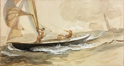 Studie av en kapplöpningsyacht (kroppsfärg och akvarell på papper) av Charles Napier Hemy