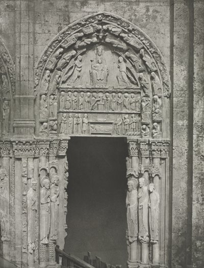 Katedralen i Chartres: Högra dörren i den kungliga portalen med Vår Fru av Chartres av Charles Nègre